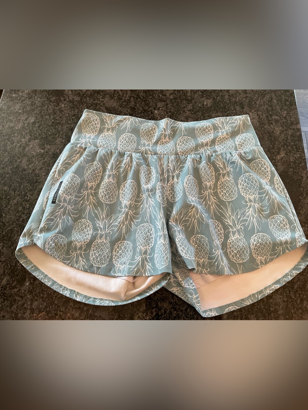 Hawaiian brand Love Fitness Pineapple Runner Short size Large Dusty Blue.